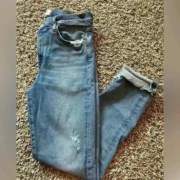 Agolde Sophie crop light wash Raw hem blue jeans size 31 - Picture 7 of 9